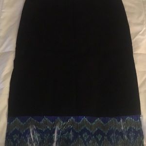 Black Pencil Skirt with beaded fringe. Size L
